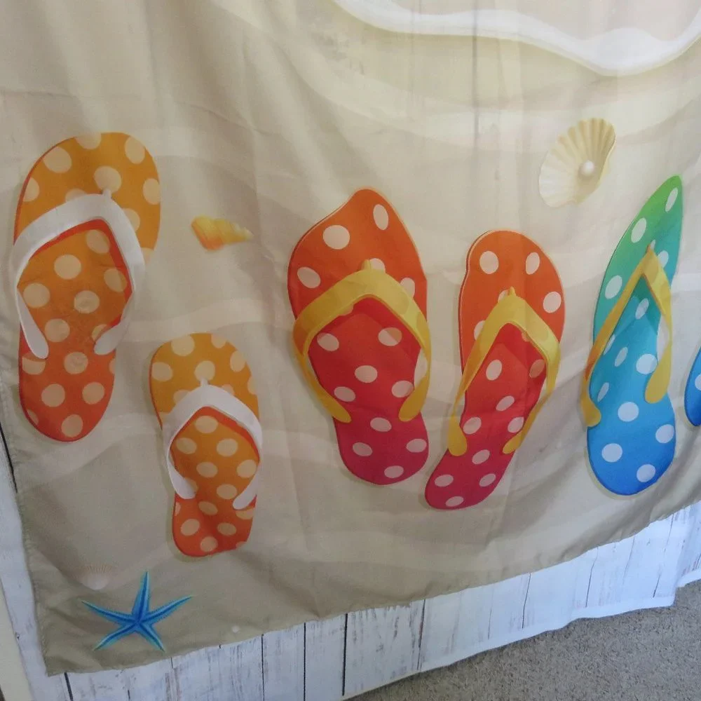 Shower Curtain Flip Flops Summer Photo Backdrop....726